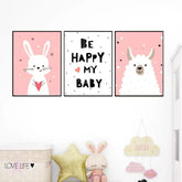 Playful Baby Sheep & Rabbit Kids Room Wall Frame Set of 3